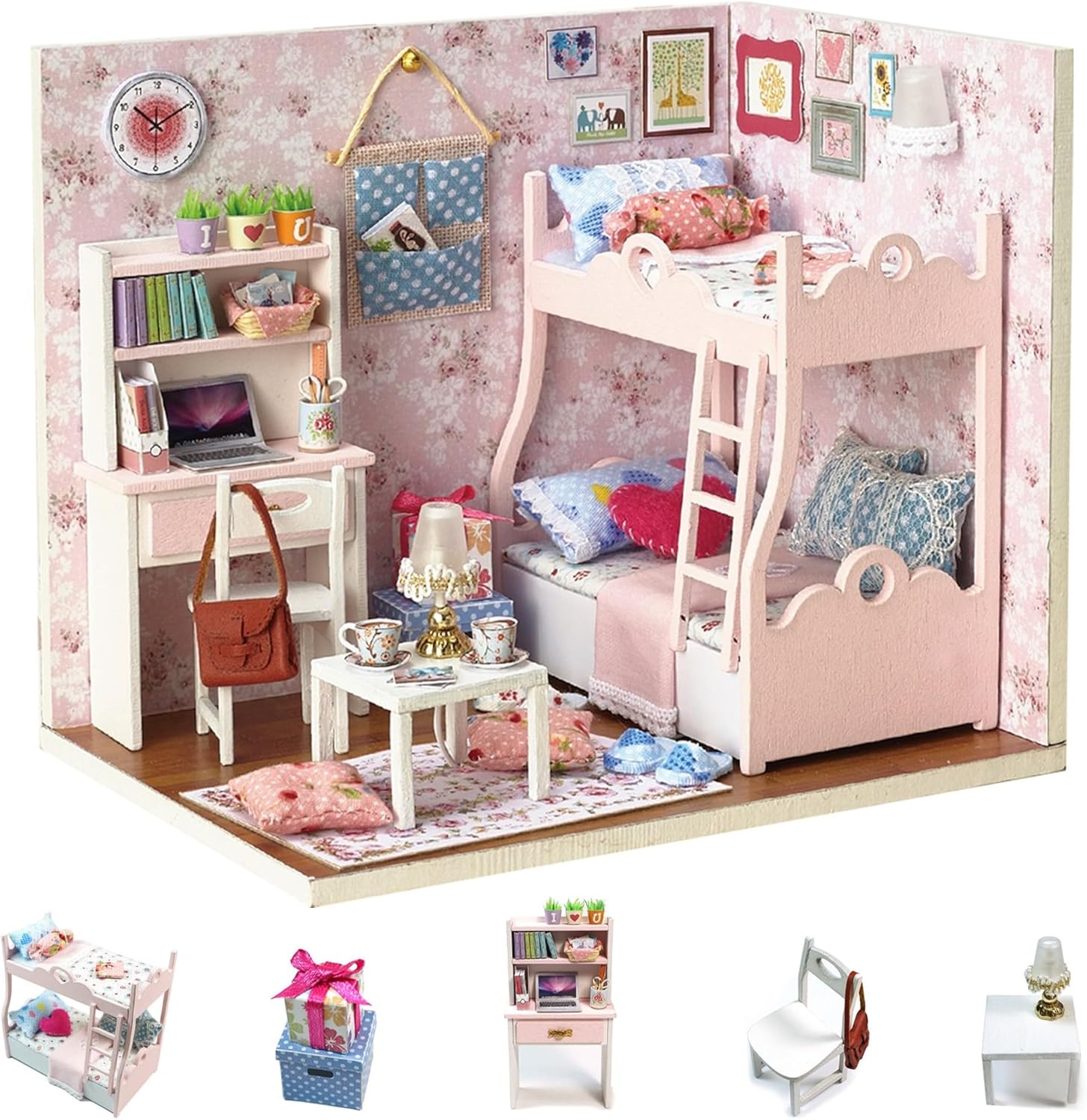Flever Dollhouse Miniature DIY House Kit Creative Room with Furniture and Cover for Romantic Artwork Gift(Mood for Love)