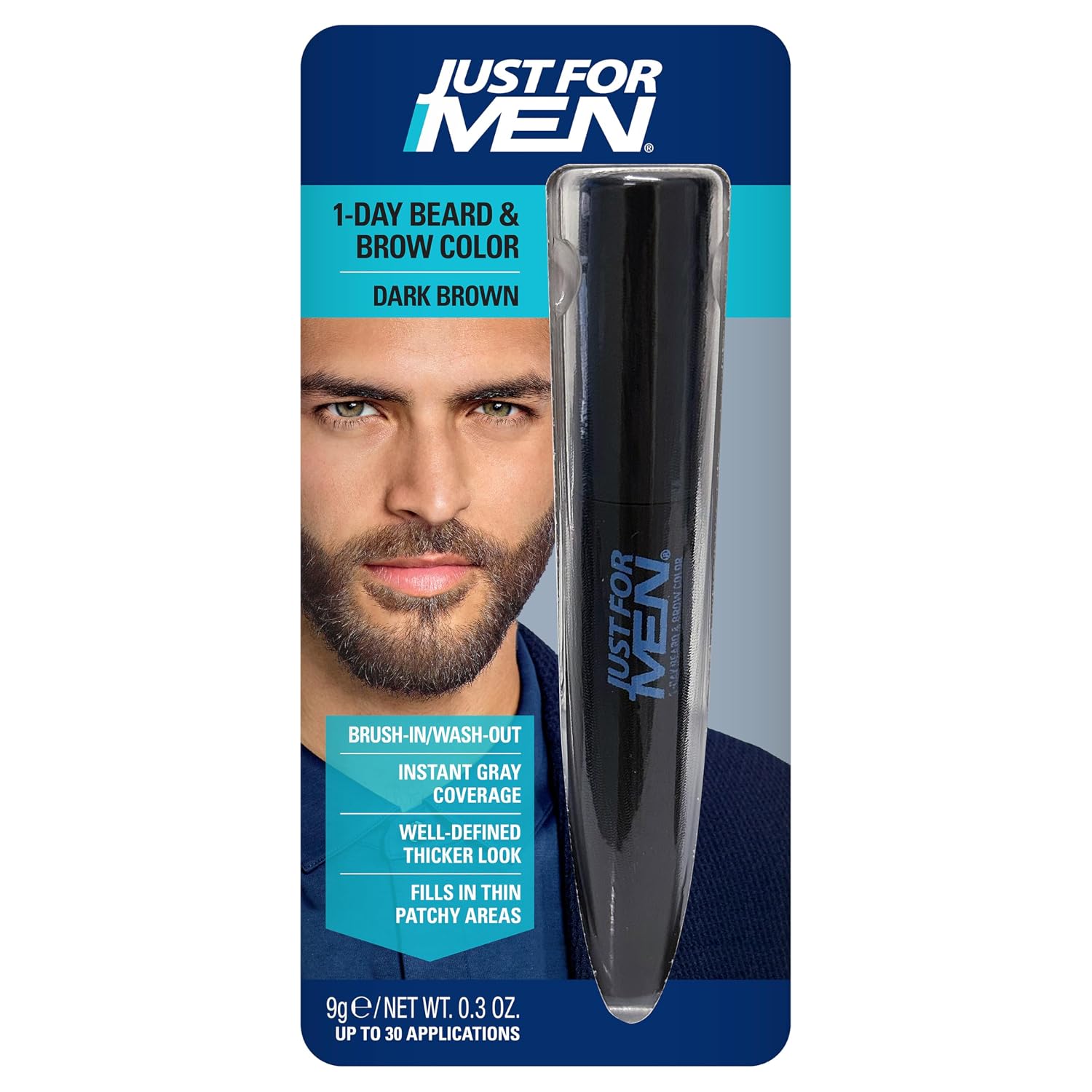 JUST FOR MEN 1-Day Beard & Brow Color, Temporary Color, Dark Brown