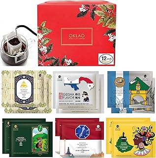 AKIRAKOKI OKLAO Coffee Single-Serve Portable Pour Over Drip Coffee - Specialty Grade - Variety - 12 Servings Per Box (Light, Medium & Med-Dark Roasts)