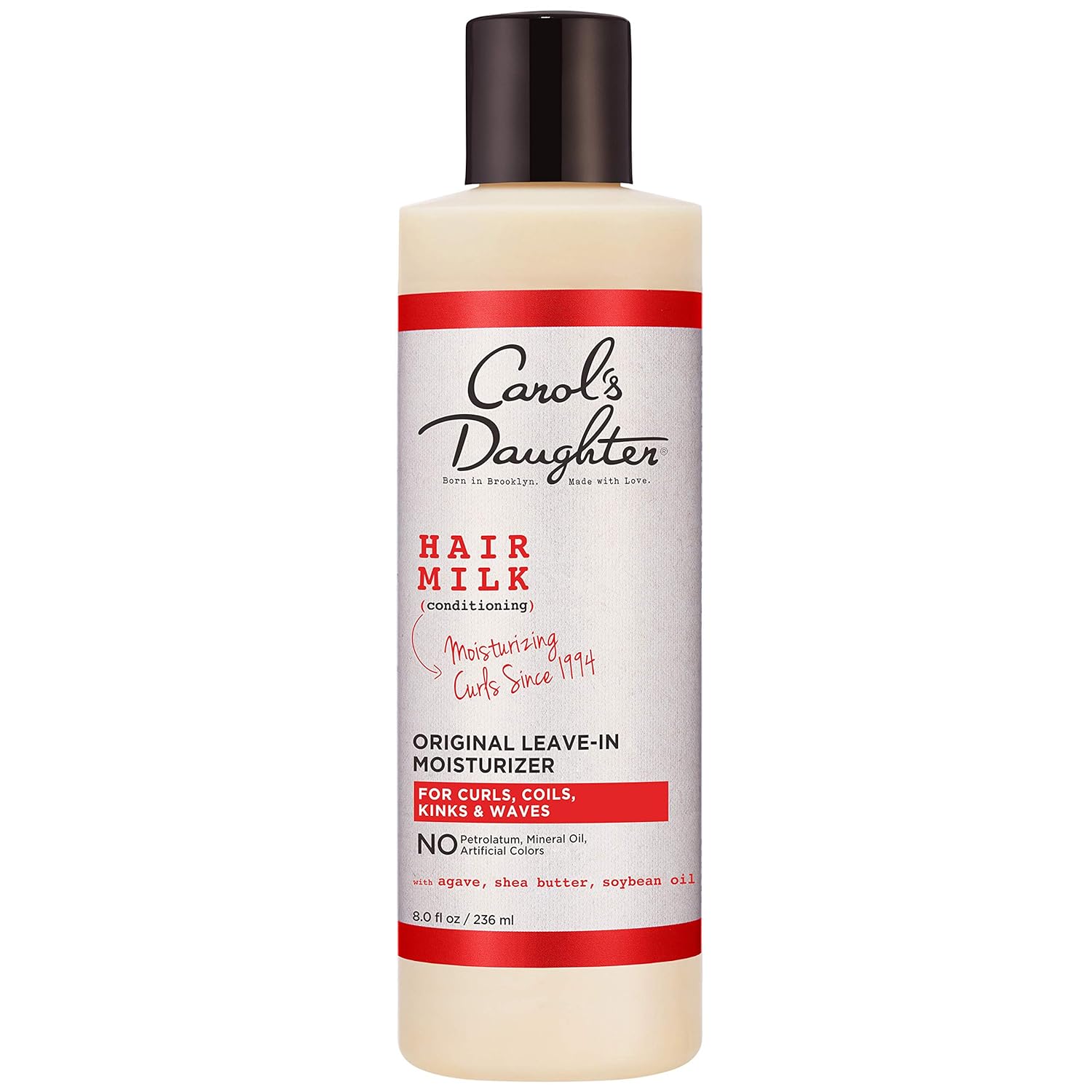 Curly Hair Products by Carol's Daughter, Hair Milk Original Leave-In Moisturizer for Curls, Coils and Waves with Agave and Shea Butter, 8 Fl Oz (Packaging May Vary)
