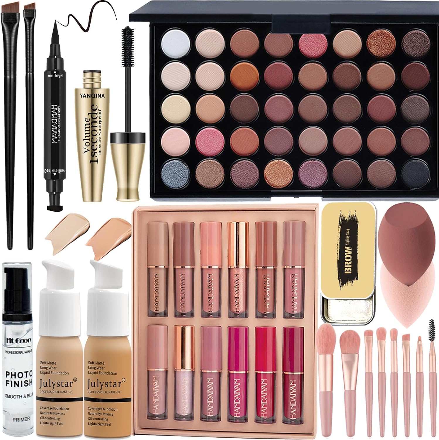 Make-Up Sets,All In One Make Up Set For Women,Makeup Kit Includes 40 Colors Eyeshadow Palette Mascara Foundation & Face Primer Eyeliner Stamp Lip Gloss Set Eyebrow Soap Makeup Sponge