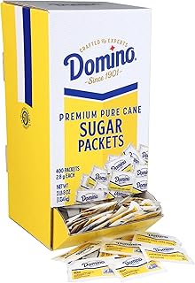 Domino Premium Pure Cane Sugar, 0.10 Ounce (2.8 Gram) NON-GMO Packets, Pack of 400 in Dispenser Box