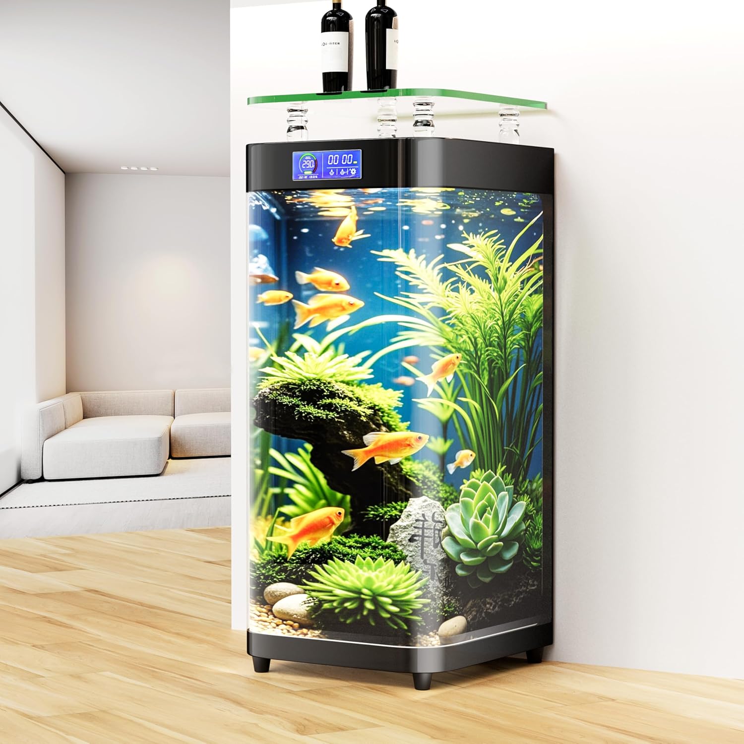 Large Floor-Standing Fish Tanks are Suitable for Decoration in Various Occasions Such as Living Rooms, Offices, and Conference Rooms.