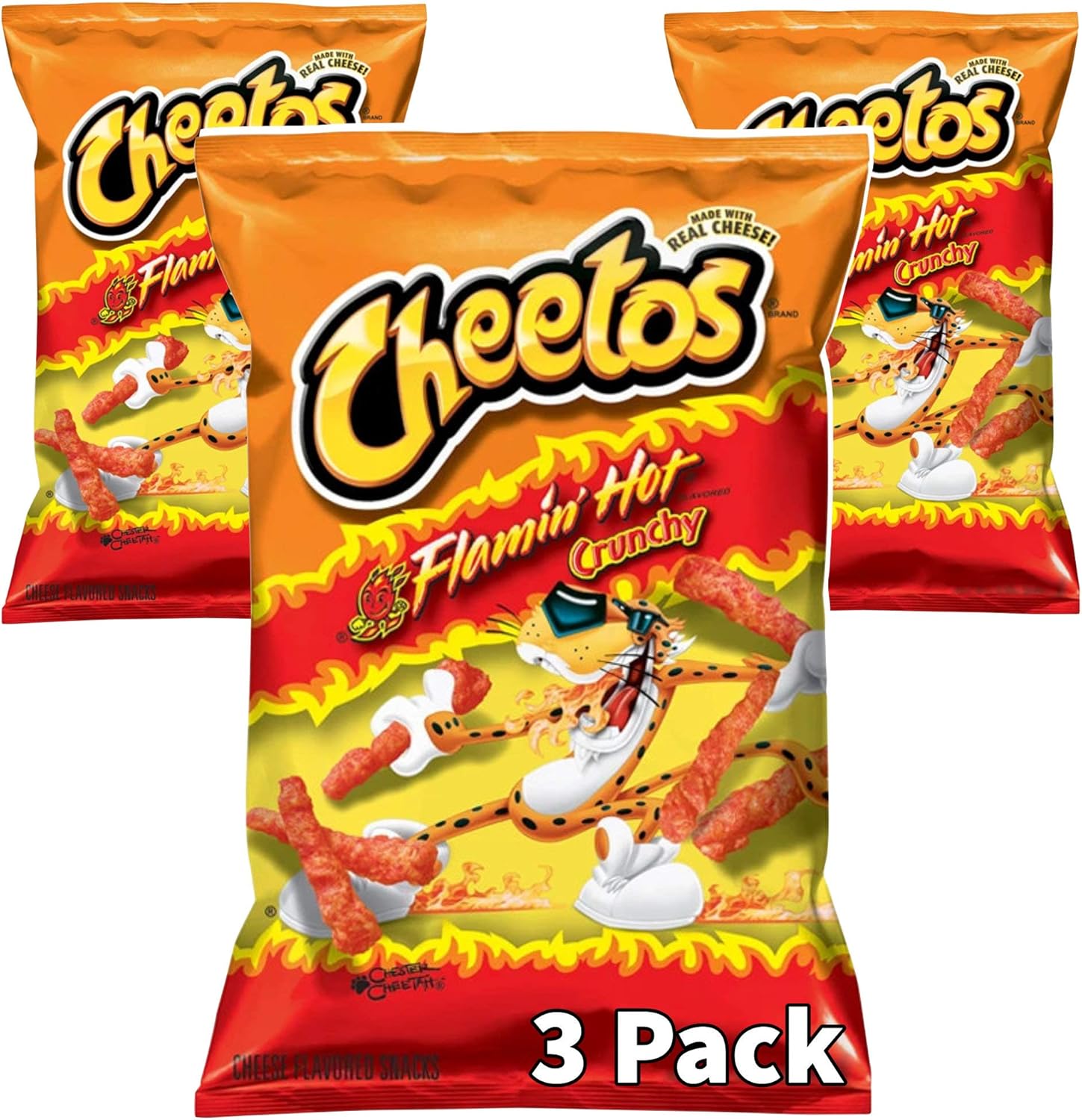 Cheetos Flamin Hot Crunchy 8oz Pack of 3