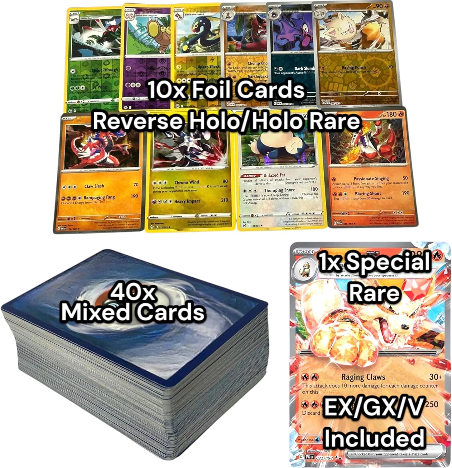 Premium Card Bundle - 50 Cards Including 10 Holos + 1x Special Rare in Toploader Compatible With Pokemon TCG