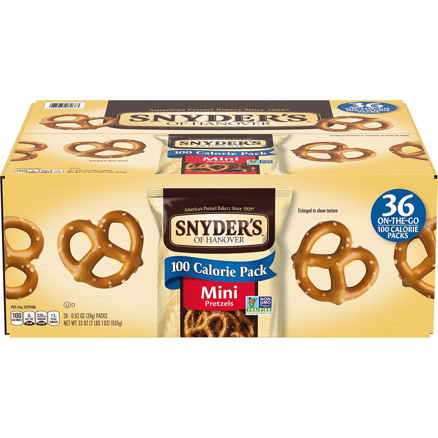 Snyder's of Hanover Mini Pretzels, 100 Calorie Individual Packs, 36 Ct