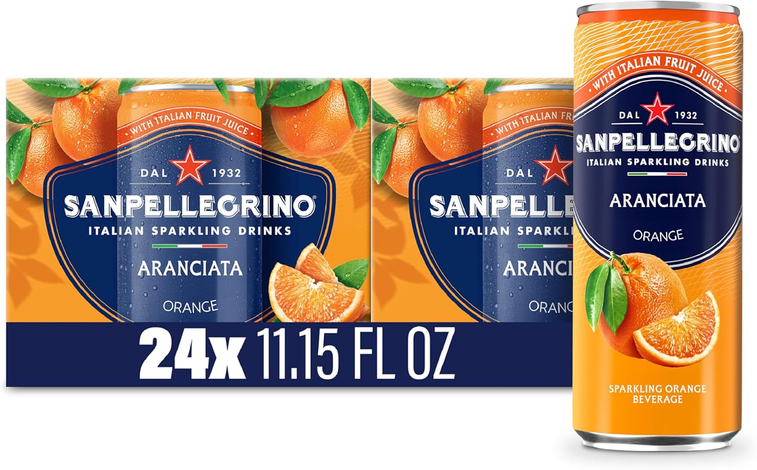 Sanpellegrino Italian Sparkling Drink Aranciata, Sparkling Orange Beverage, 6 Count(Pack of 4)