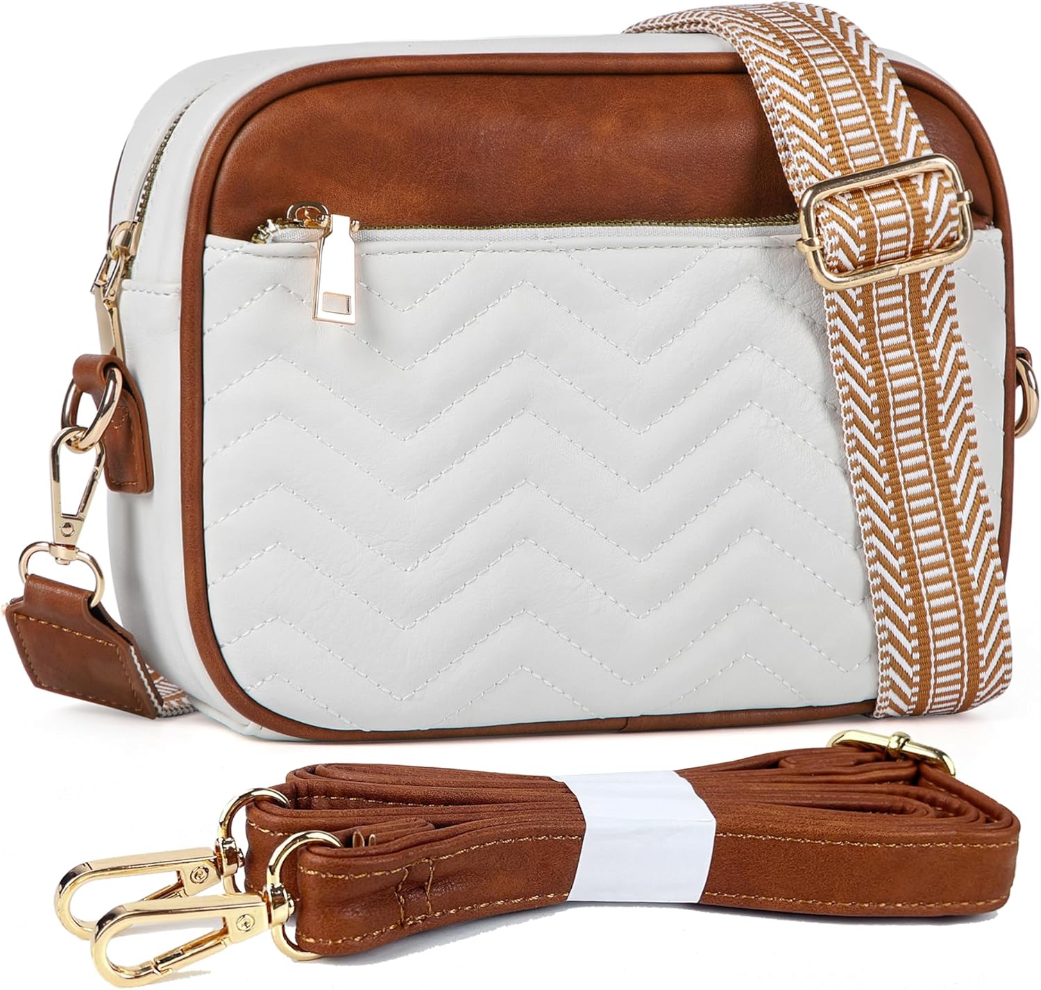 VODIU Crossbody Bag for Women Genuine Leather Shoulder Bag with Guitar Strap Trendy Purse Small Size