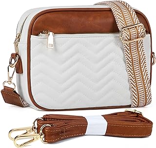 VODIU Crossbody Bag for Women Genuine Leather Shoulder Bag with Guitar Strap Trendy Purse Small Size