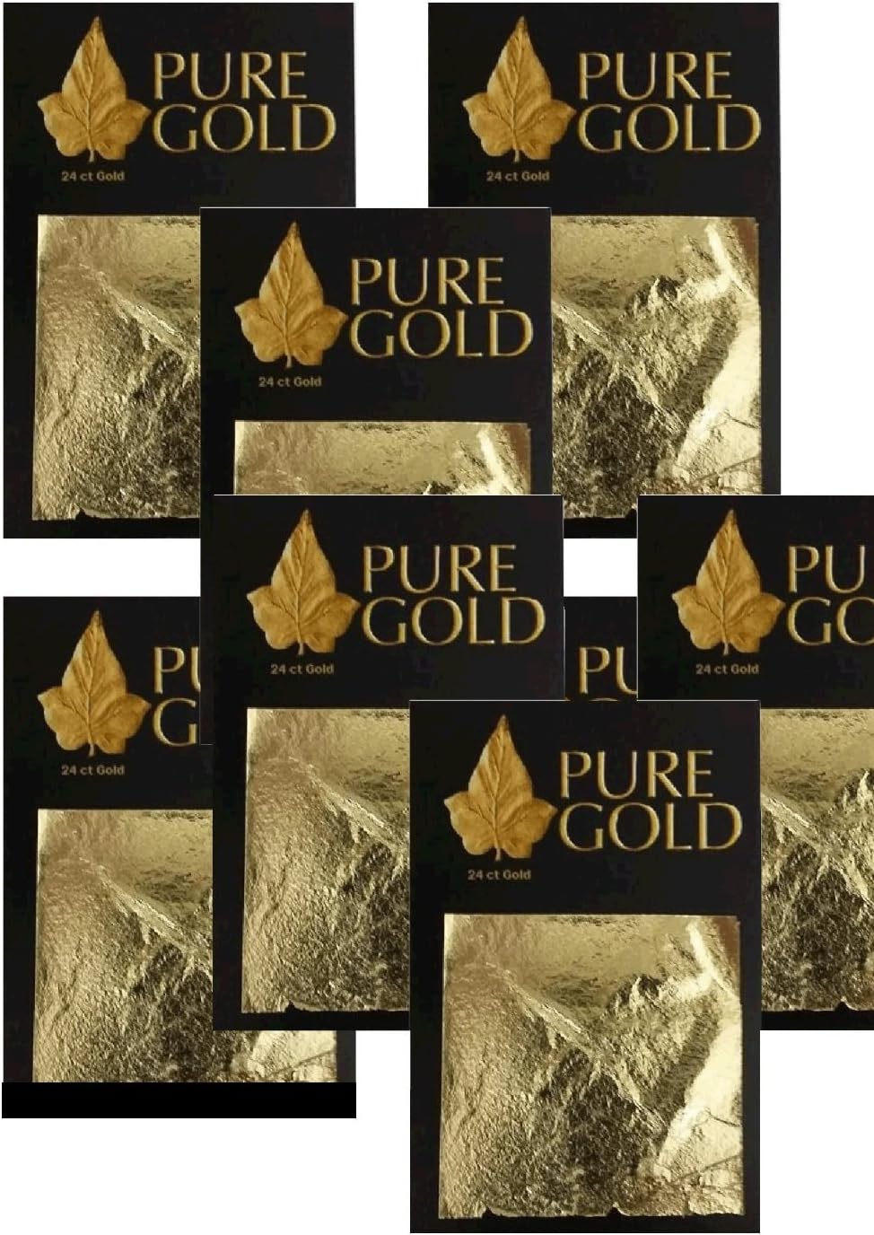 24CT Gold leaf on base Gilding - 80 Gold sheets, 4.5cm x 4.5cm 8 packets of 10