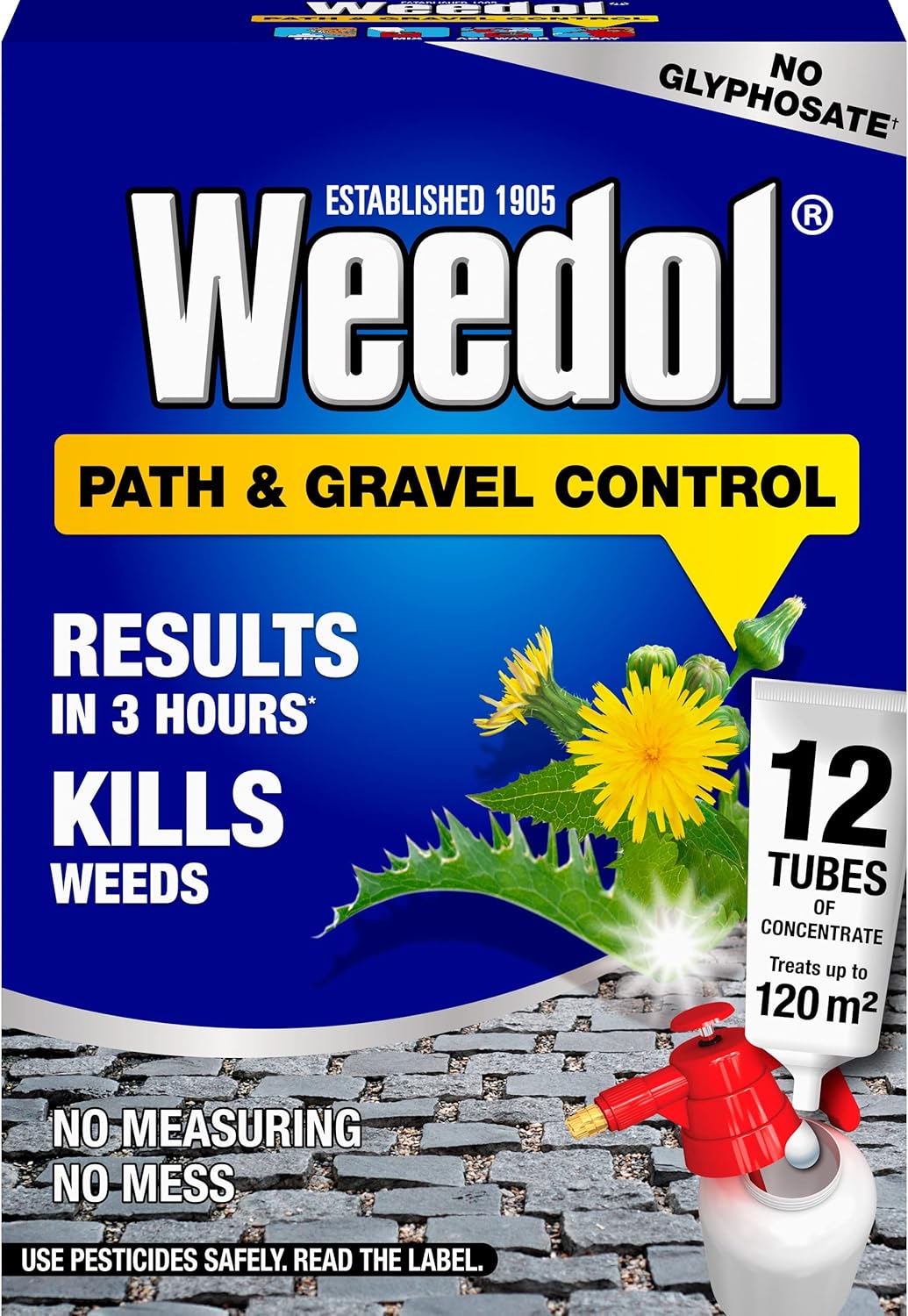 Weedol Path Weed Killer Liquid Concentrate 12 Tubes Treats 120m2 Garden Path & Patio Weed Control