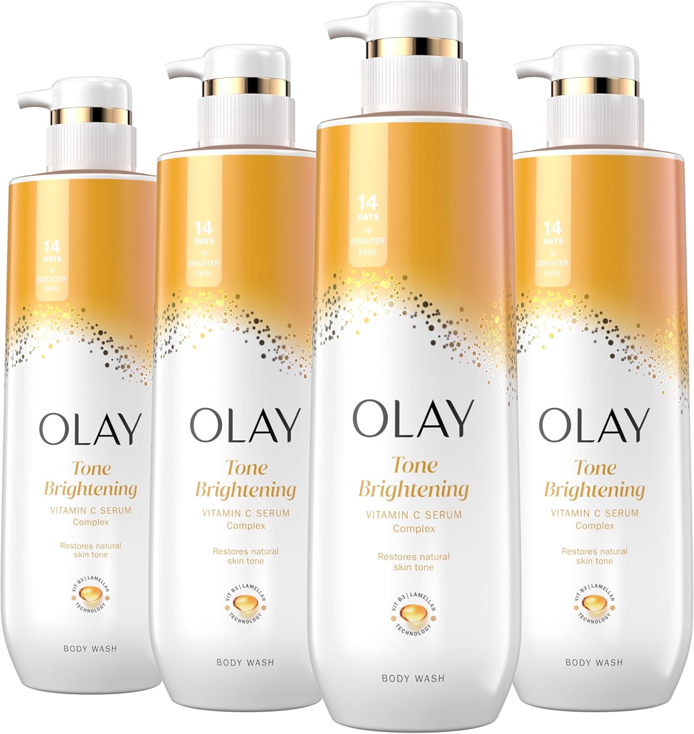 Olay Body Wash with Vitamin C and Vitamin B3, Cleansing & Revitalizing, 20 FL Oz (Pack of 4)