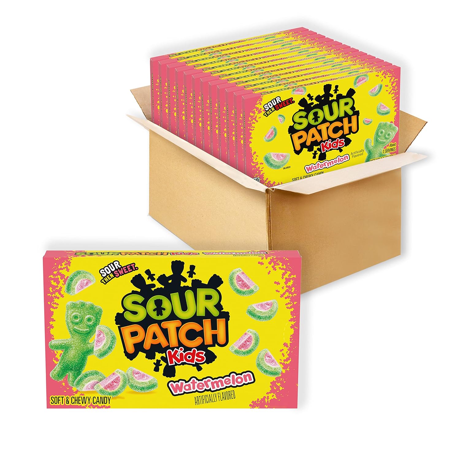 SOUR PATCH KIDS Watermelon Soft & Chewy Candy, Bulk Candy, 12 - 3.5 oz Boxes