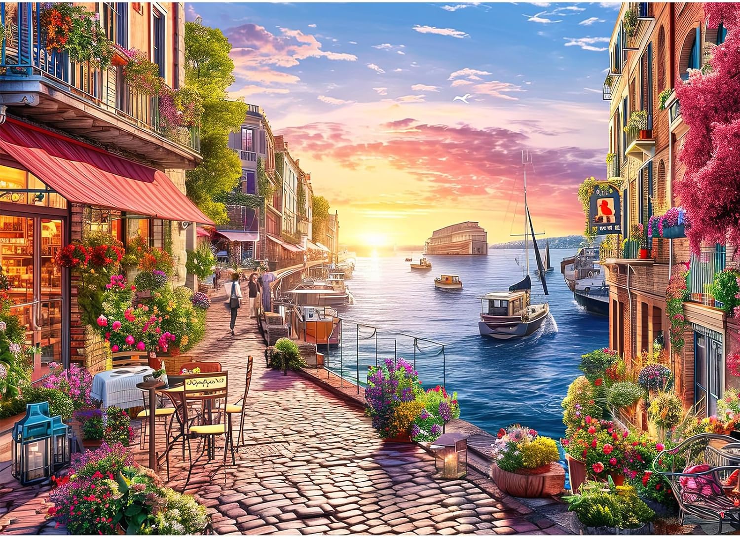 HUADADA Jigsaw Puzzles for Adults 1000,Puzzles for Adults, Family Puzzle Game Birthday Gifts.Challenge High Difficulty- 1000 piece jigsaw puzzles for adults-Charming Streets Scene