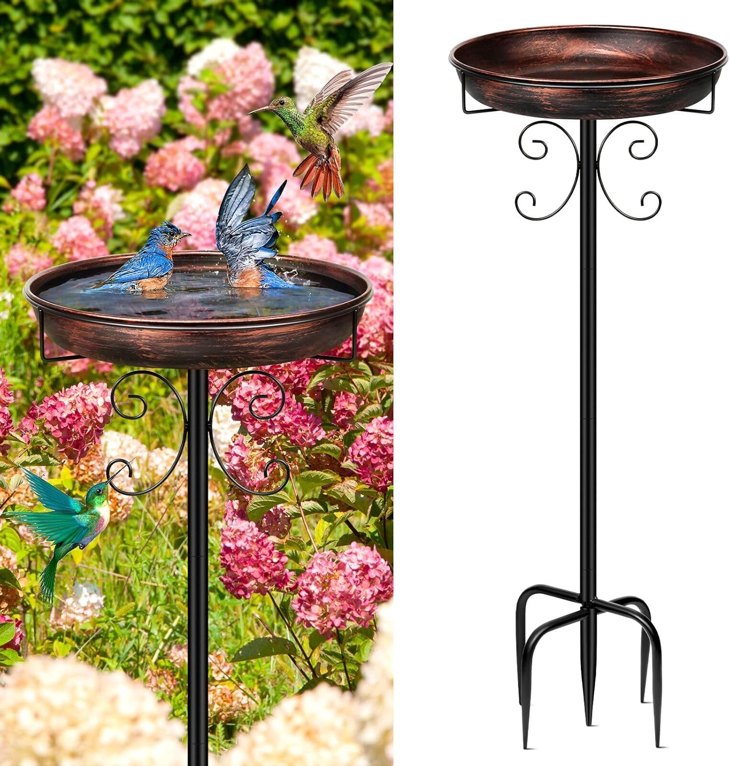 Yepper 35In Metal Bird Bath for Garden, Vintage Freestanding Birdbaths & Supports, Bird Baths Feeder Bowl for Outdoors Garden Patio Yard Lawn Decor, Upgraded 5-Pronged Base (Antique Bronze)