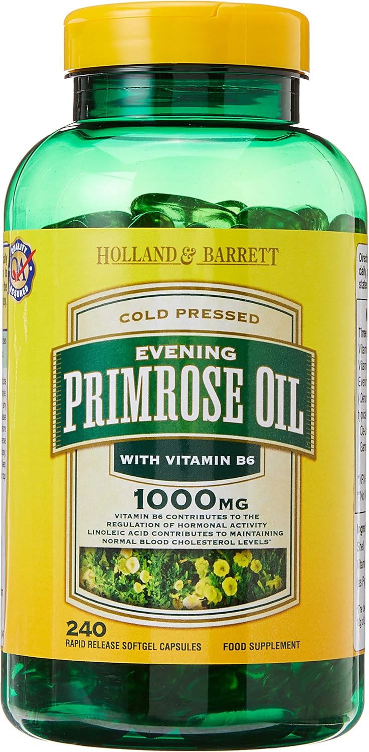 Holland & Barrett Natural Evening Primrose Oil 240 Capsules 1000mg Plus Vitamin B6