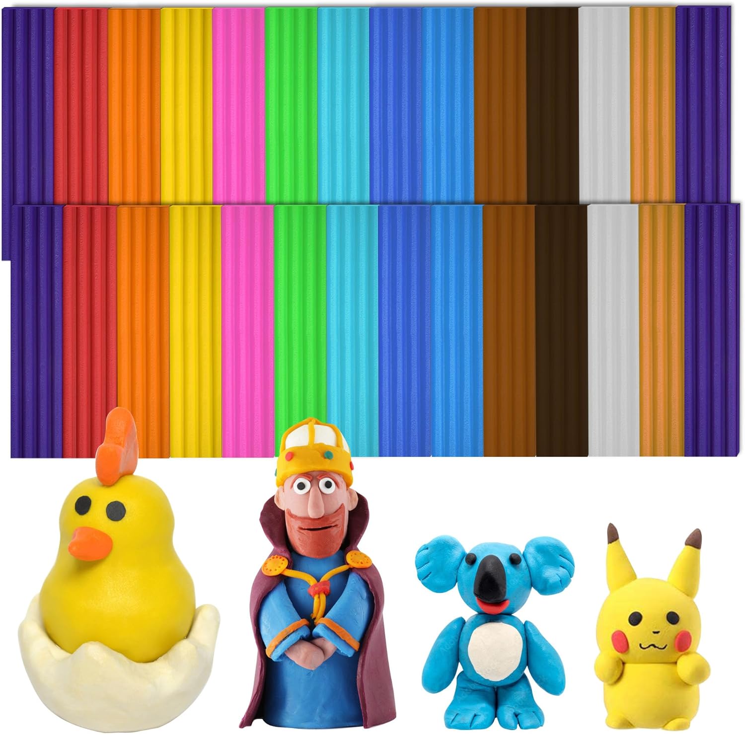 Pack of 24 Modelling Clay - 12 Colours Molding Clay for Kids, Clay for Slime, Creative Art Crafts for Adults, Messy Play, Kids Activity Packs, Gifts for Age 3 4 5 6 7 8+ Year Old Boys Girls