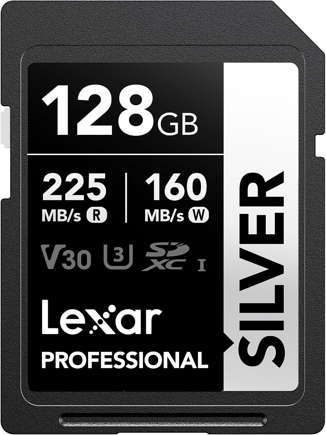 Lexar 128GB Silver SD Memory Card, 225MB/s Read, 4K, V30, U3, UHS-I | Compatible w/ Canon, Sony, Nikon, Ideal for Professional Photographer, Videographer, Enthusiast, LSDSILV128G-BNNNU