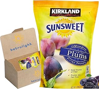 Prunes Pitted, Dried Plums Pitted Prunes for Constipation, | Dried Prunes Pitted Unsweetened - Gluten Free, Vegan, Low Fat - Dietary Fiber & Natural Minerals - Healthy Snacks, Jumbo Bag of 56 Oz comes in BETRULIGHT Branded Box
