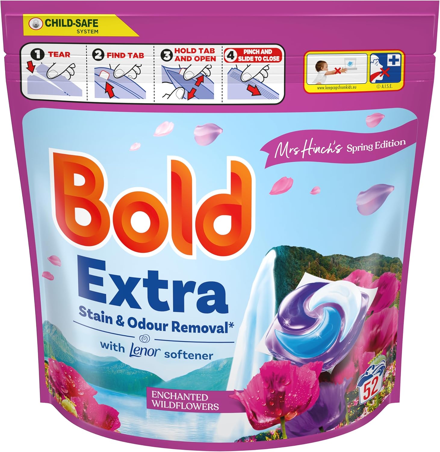 Bold EXTRA PODS Washing Liquid Capsules, Enchanted Wildflowers, Part Of Mrs Hinch's Spring Edition, 52 Washes