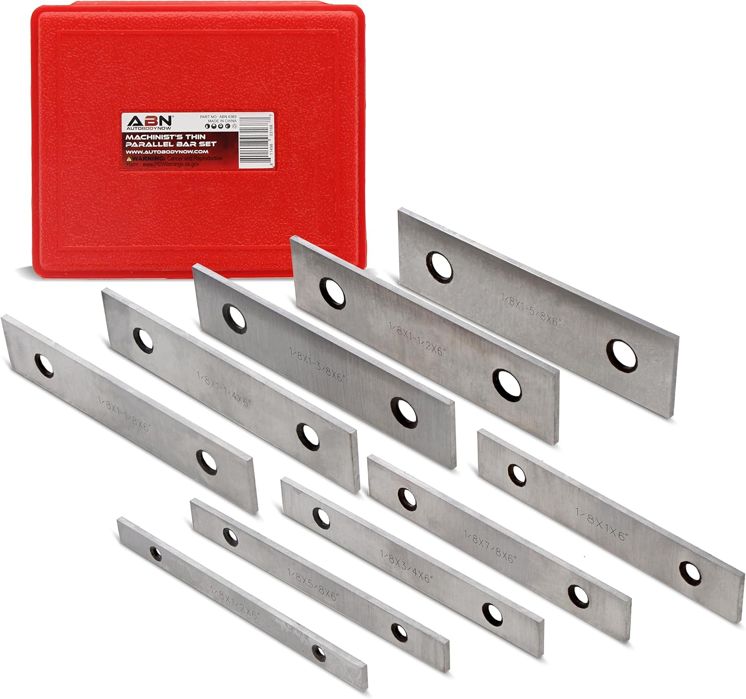 ABN Machinist Thin Parallel Bars 20-Piece Tool Set 1/8in x 6in – Straightedge Bar Blocks – 1/2in to 1-5/8in Block Pairs