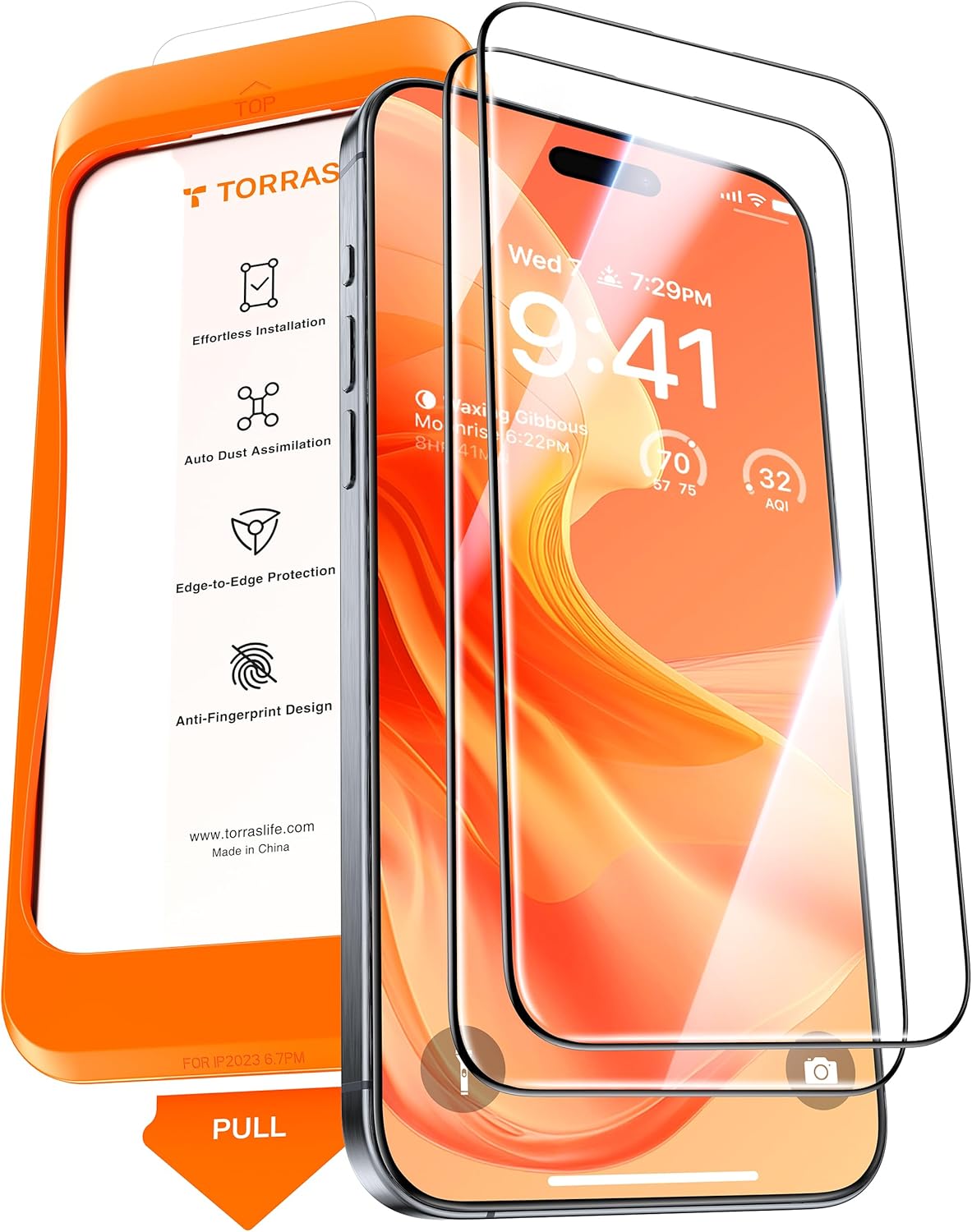 TORRAS Top-Notch Diamond Shield for iPhone 15 Pro Max Screen Protector [ 9H+ Military-Grade Protection] Unbreakable Shatterproof Tempered Glass for iPhone 15 ProMax Full Coverage Screen Protector,