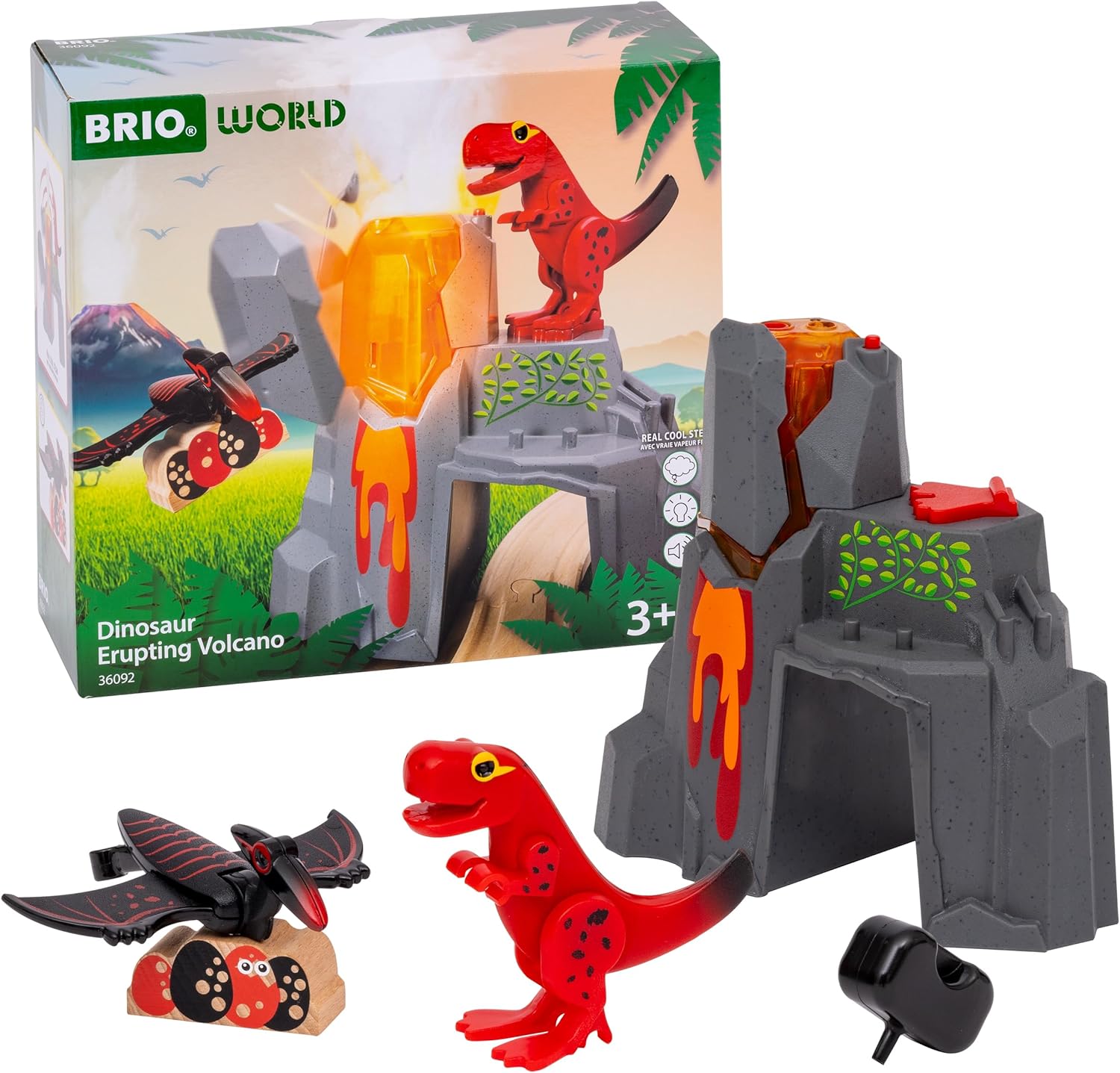 BRIO World - 36092 Dinosaur Erupting Volcano | Toy Train Set for Kids Aged 3 Years Up