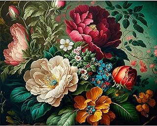 Flower Paint by Numbers Kit for Adults Canvas-Flower Adult Paint by Numbers for Adults,Flower Paint by Numbers Kits for Adults for Gift Home Wall Decor(16x20inch)