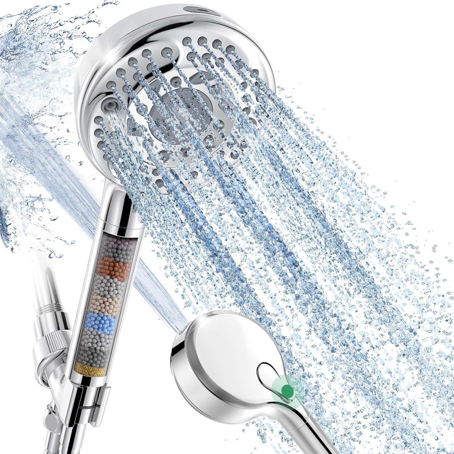 SunCleanse Filtered Shower Head with Handheld, 9-Spray Setting Detachable Showerhead with Filters, Shower Head for Hard Water - Filtered Chlorine, Improve Skin and Hair Texture, Chrome