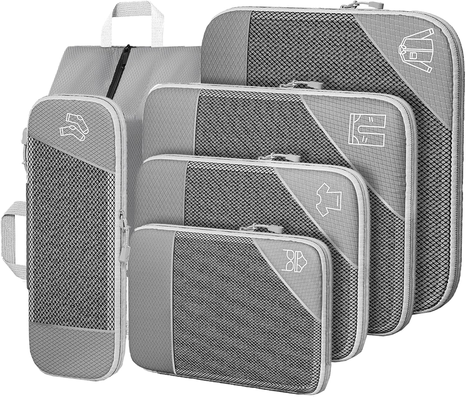 SINZUX 6 PCS Compression Packing Cubes, Extensible Ultralight Packing Cubes for Suitcases, Suitcase Organiser Bags Set for Travel & Home Storage, Travel Bags Organiser Cube for Backpack Luggage