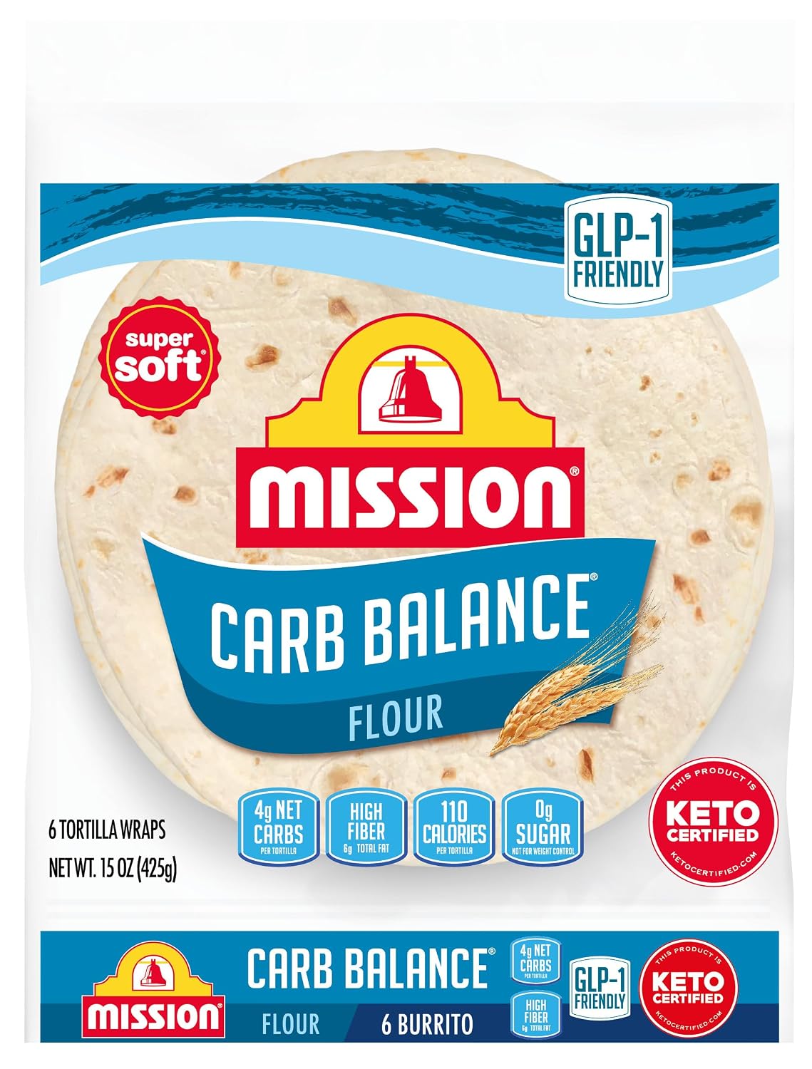 Mission Carb Balance Flour Tortillas, Burrito Size, 6 Count