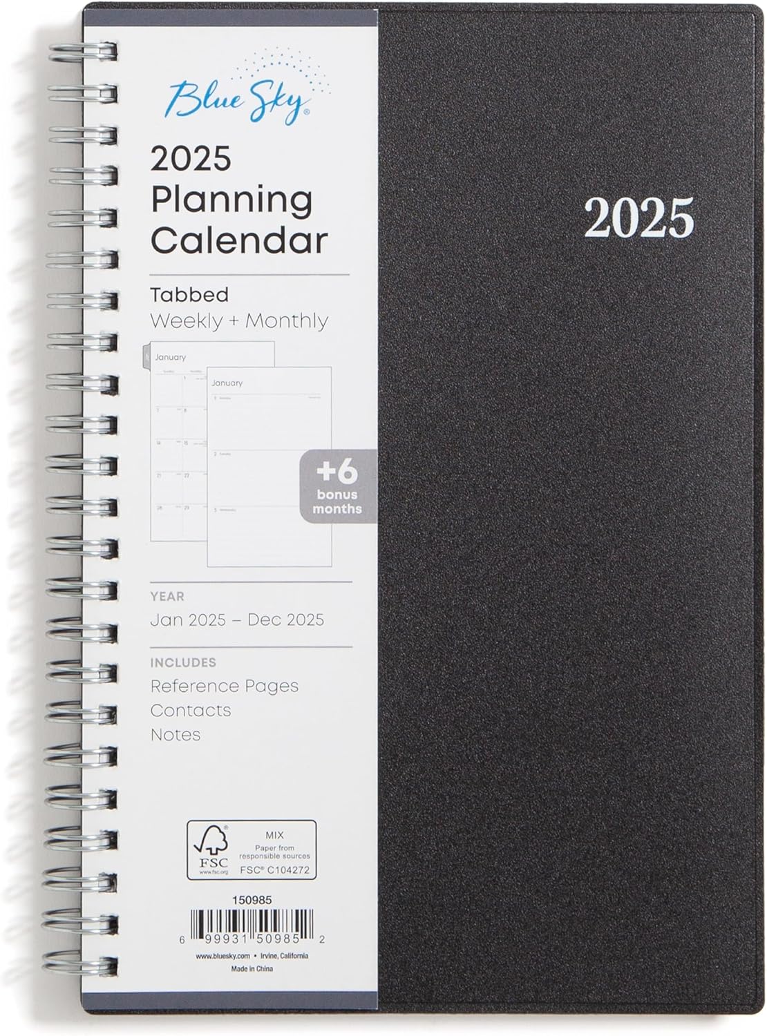 Blue Sky 2025 Weekly and Monthly Planner, January 2025 - December 2025, 5" x 8", Flexible Cover, Wirebound, Enterprise