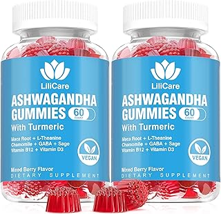 2 Pack Ashwagandha Gummies for Immune Support, 2000mg Organic Ashwa Root Extract Supplement for Women & Men - 120 Count