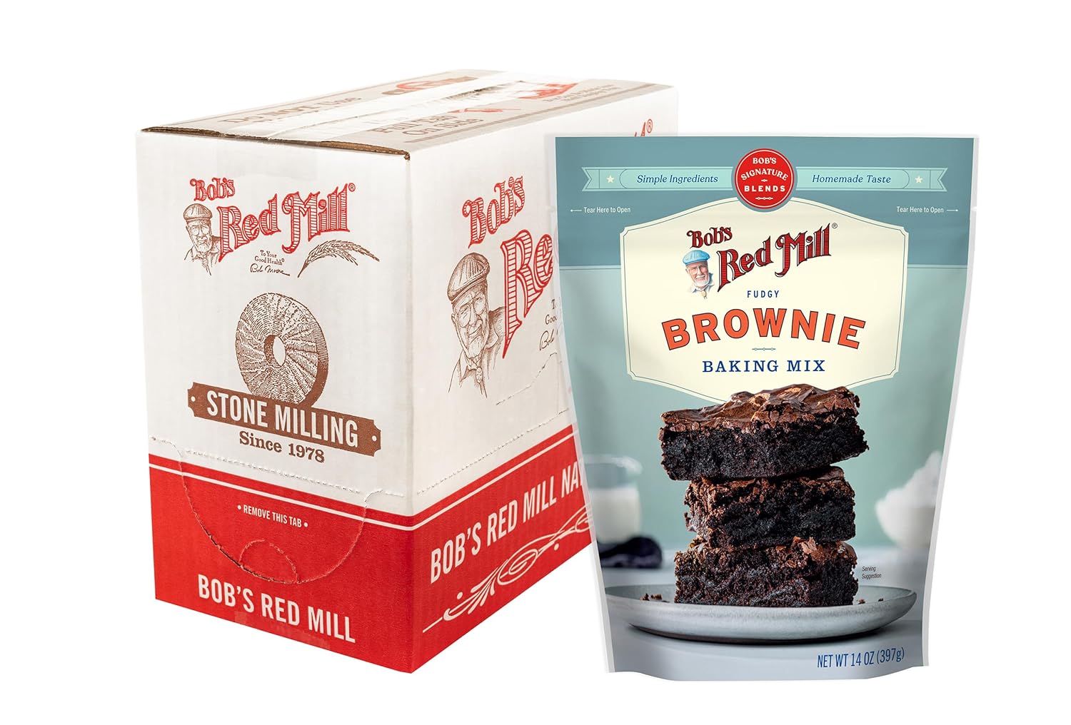 Bob's Red Mill Signature Brownie Baking Mix, 14oz (Pack of 4) - Non GMO, Kosher