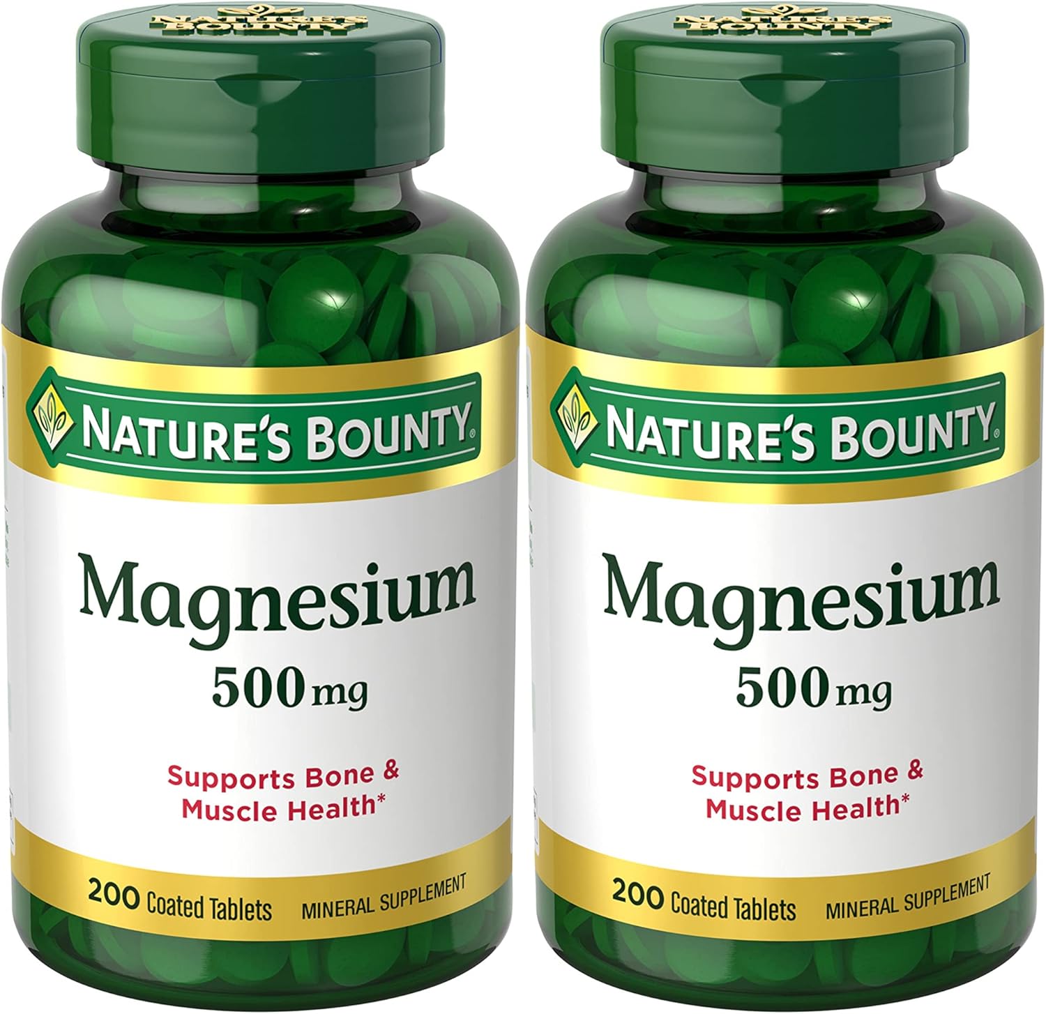 Nature's Bounty 500mg Magnesium for Bone & Muscle Health, Twin Pack of 400 Tablets