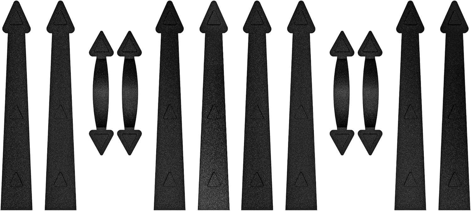 WINSOON for 2 Cars Magnetic Decorative Garage Door Hardware Couch House 12 Pieces Curb Appeal Faux Hinges Handles Accents Hardware Kit, Black