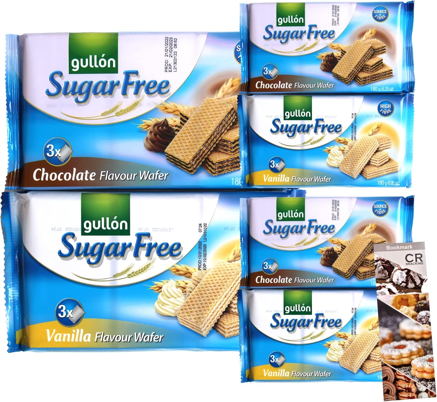 SUGAR FREE WAFERS (6x180g) - Chocolate & Vanilla Wafer Bundle (3x Choc/3x Van) | Wafers Biscuits, Sugar Free Chocolate | Sugar Free Vanilla