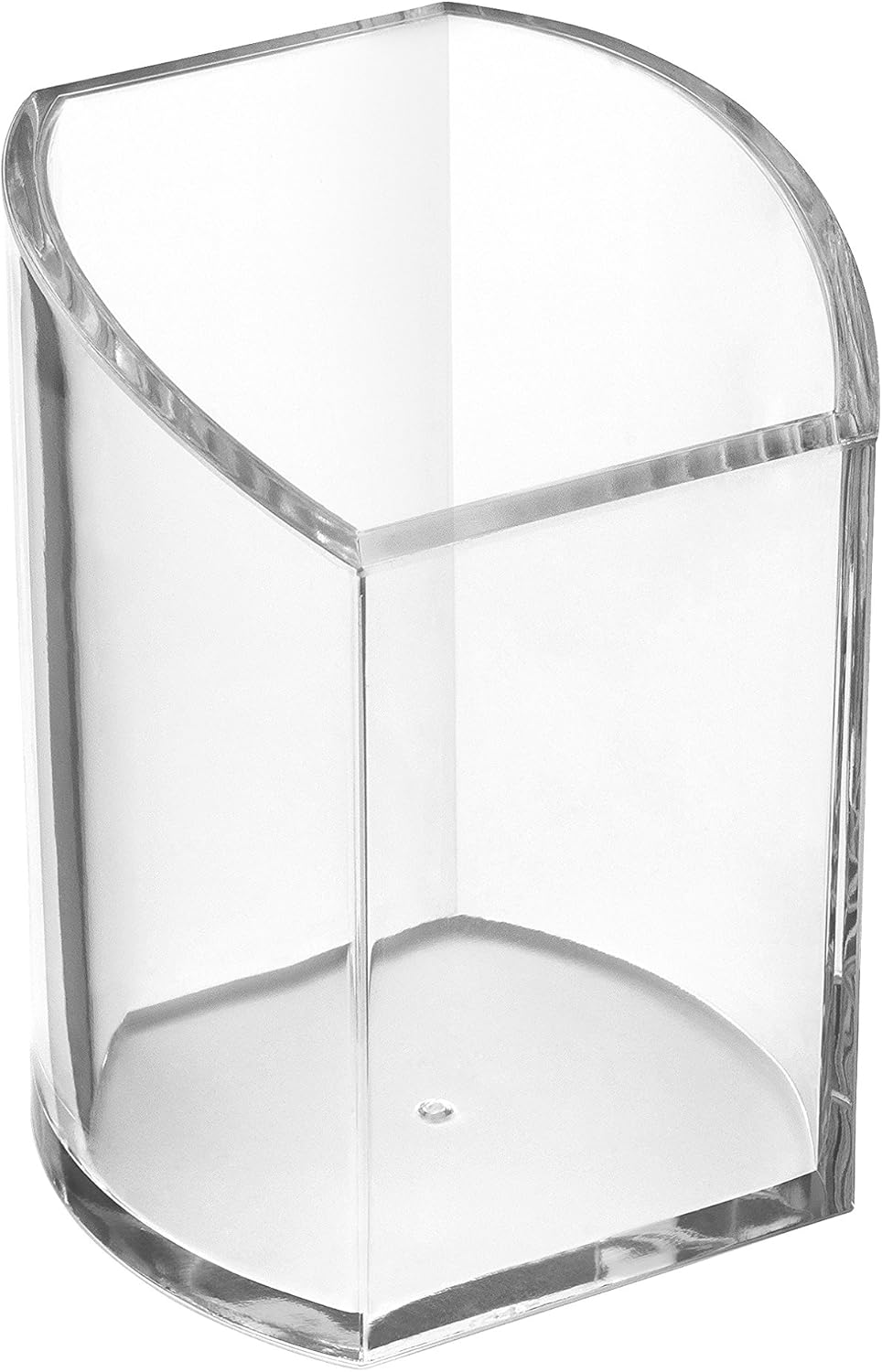 Osco Clear Acrylic Pen Pot – Curved Transparent Pencil Holder & Desk Tidy – Durable Office Organiser for Stationery, Pens, Pencils & Makeup Brushes – H10 x W7.5 x D7 cm