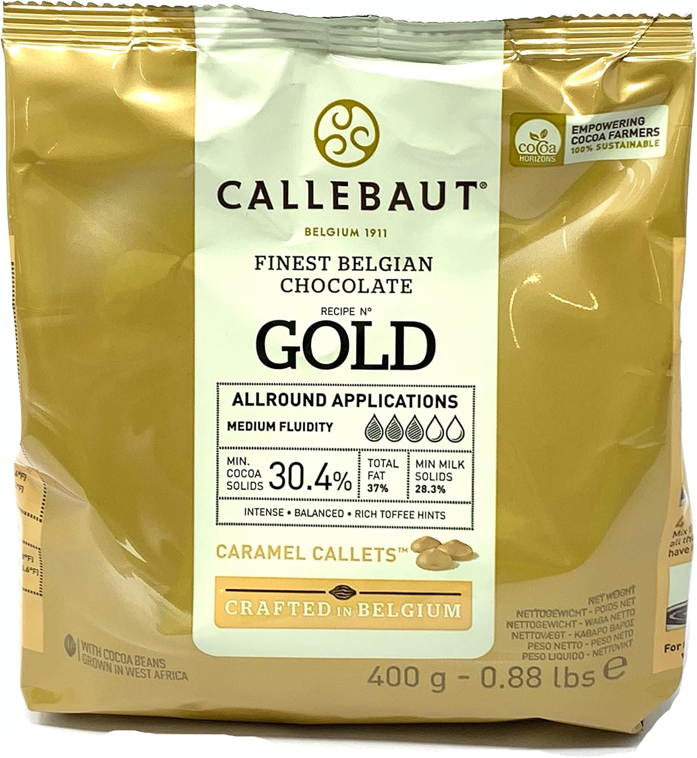 Callebaut | Gold | 30.4% Finest Belgian Caramel Chocolate Couverture (Callets) | 400g