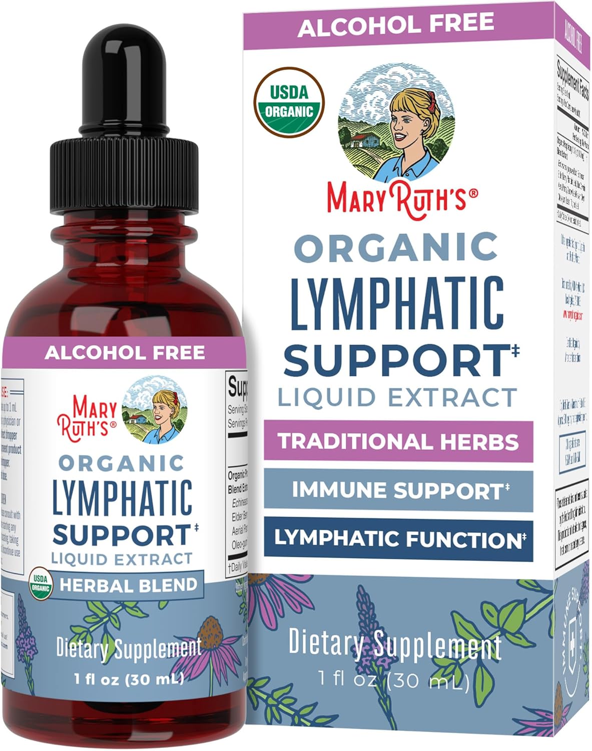 MaryRuth Organics Lymphatic Support Drops | USDA Organic Lymphatic Cleanse Immune Support Supplement| Lymphatic Support with Echinacea & Elderberry | Blue Vervain | Vegan | Non-GMO | 30 Servings