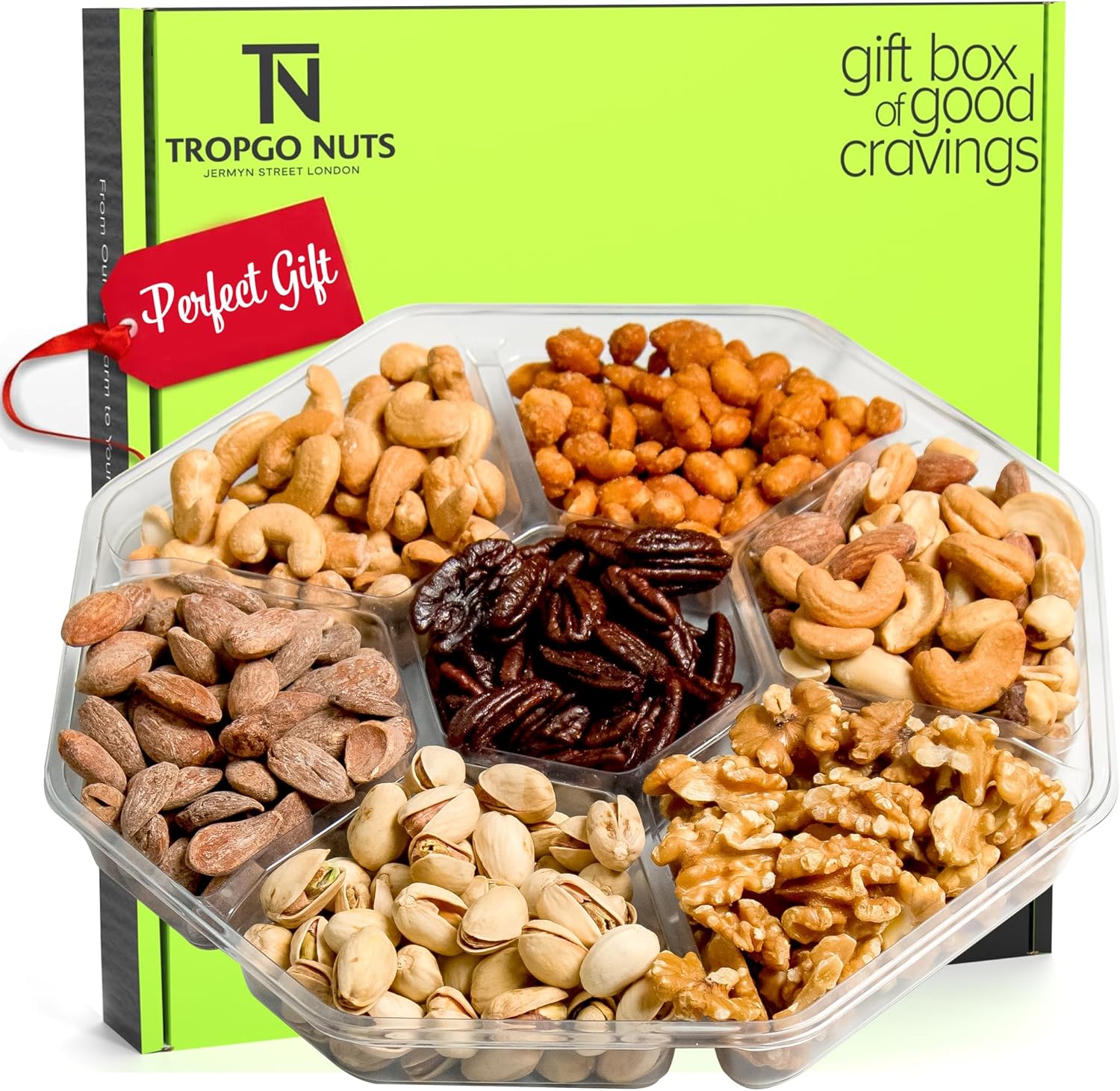Valentines Day Gift For Her Mixed Nuts Gift Basket - Personalised Healthy Snack, Love Gift For Him and For Her, Box With a Variety of Freshly Roasted Nuts, 7 Assortments, Birthday Gift, Food Platter