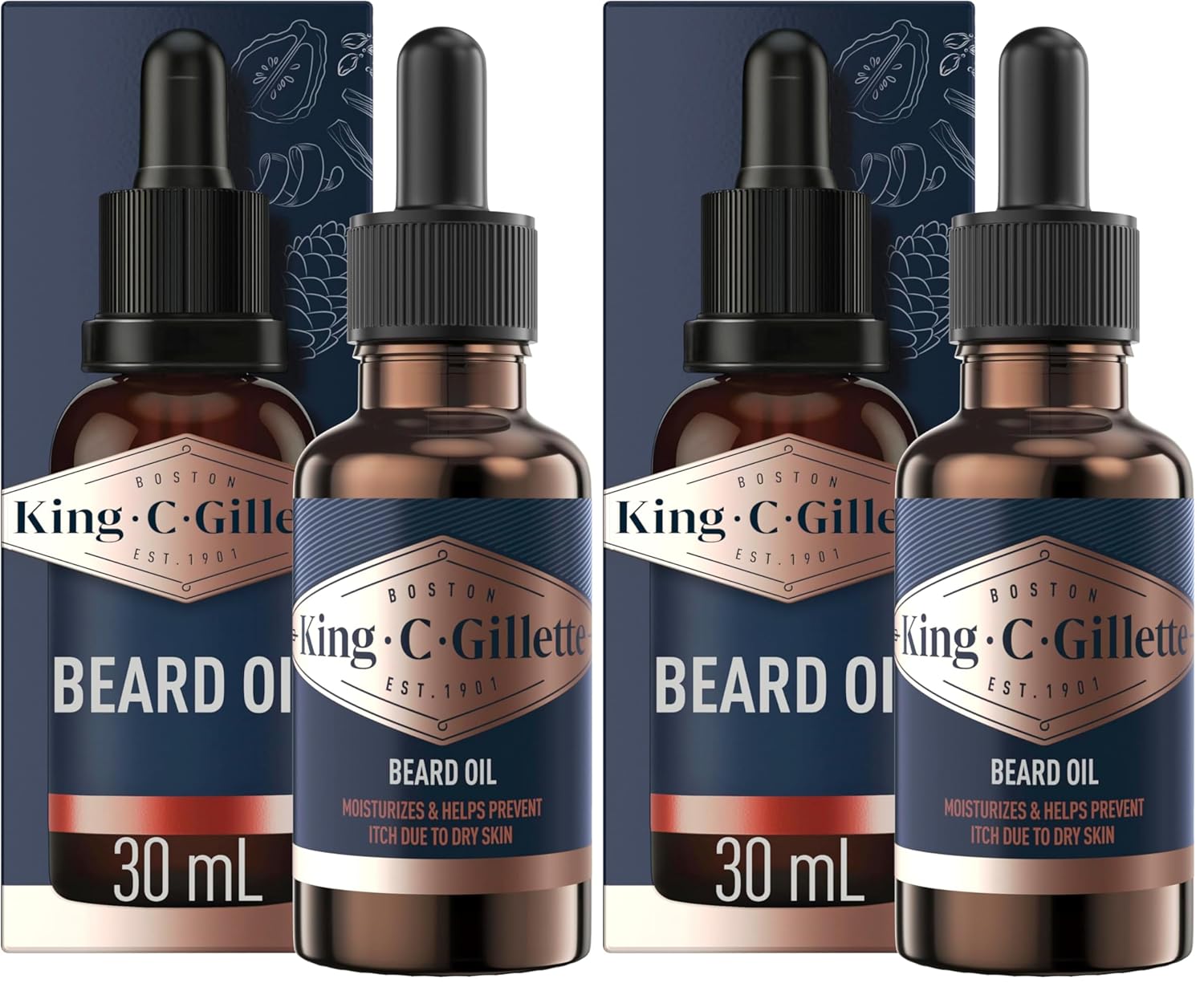 King C. Gillette Beard Oil for Men - Argan,Jojoba,Avocado,Macadamia Seed and Almond Oils - Moisturize and Soften Beard,(Pack of 2)