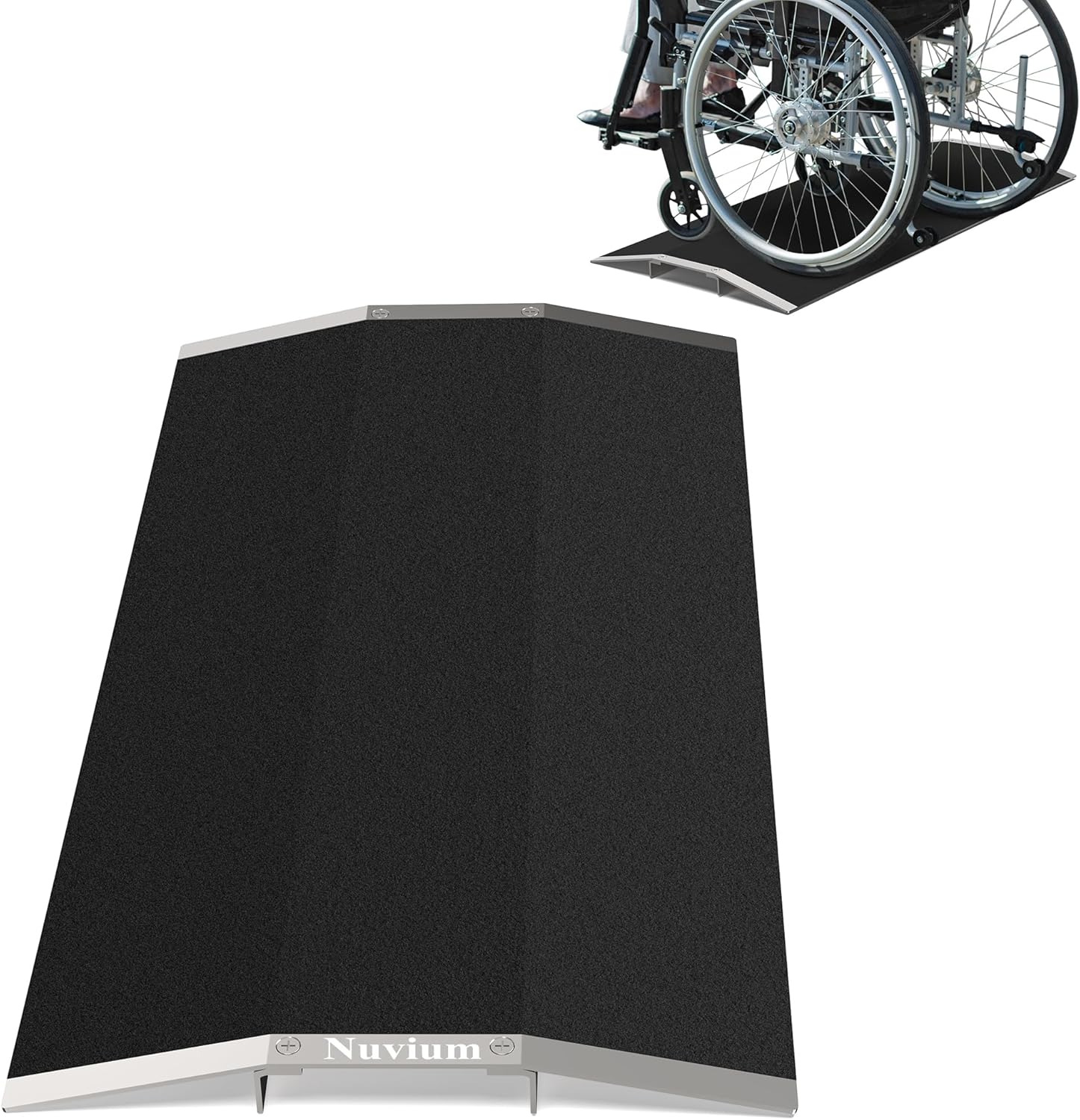27.6" L x 1.5" H Wheelchair Ramp,Threshold Bridge Ramp Aluminum,with Supporting Frame and Non-Slip Surface,Transition Threshold Ramps for Patio Door, Shed Door & Sliding Door (27.6")