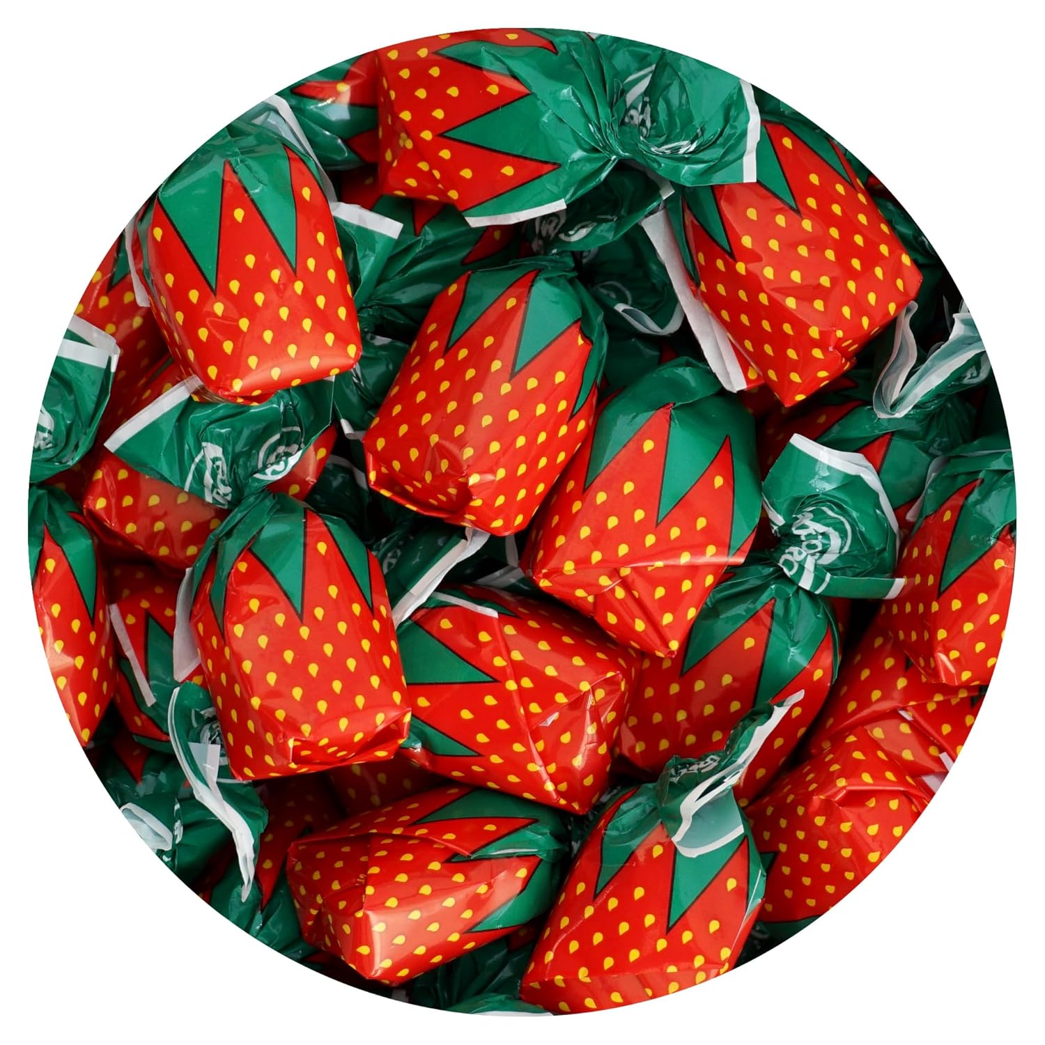 Strawberry Bon Bons Hard Candy, 1 Pound (Approx. 75 pcs.), Arcor Strawberry Candy Individually Wrapped, Strawberry Candy, The Hampton Popcorn & Candy Company