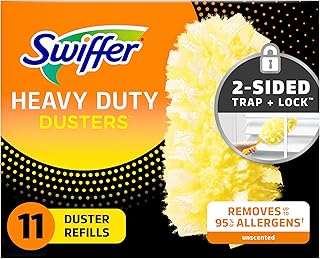 Swiffer Dusters Refill for Cleaning, Feather & Microfiber Duster Disposable Alternative, For Dusting Furniture, Blinds, Ceiling Fans, Walls, Helps Remove Allergens, Heavy Duty, Unscented, 11ct