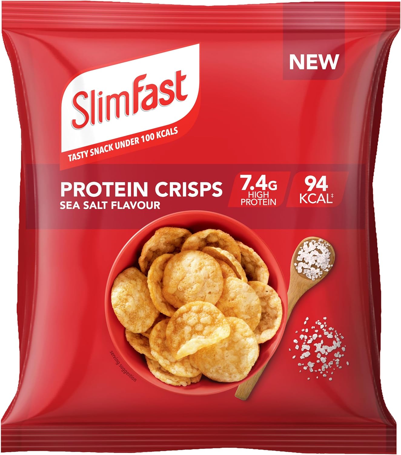 SlimFast Protein Crisps Sea Salt, 94 Calories & 7.4 g High Protein per Bag, Low-Calorie Healthy Snacks for Adults, Popped Soy and Potato Treat for Weight Loss and Balanced Diet, Multipack, 12 x 23 g