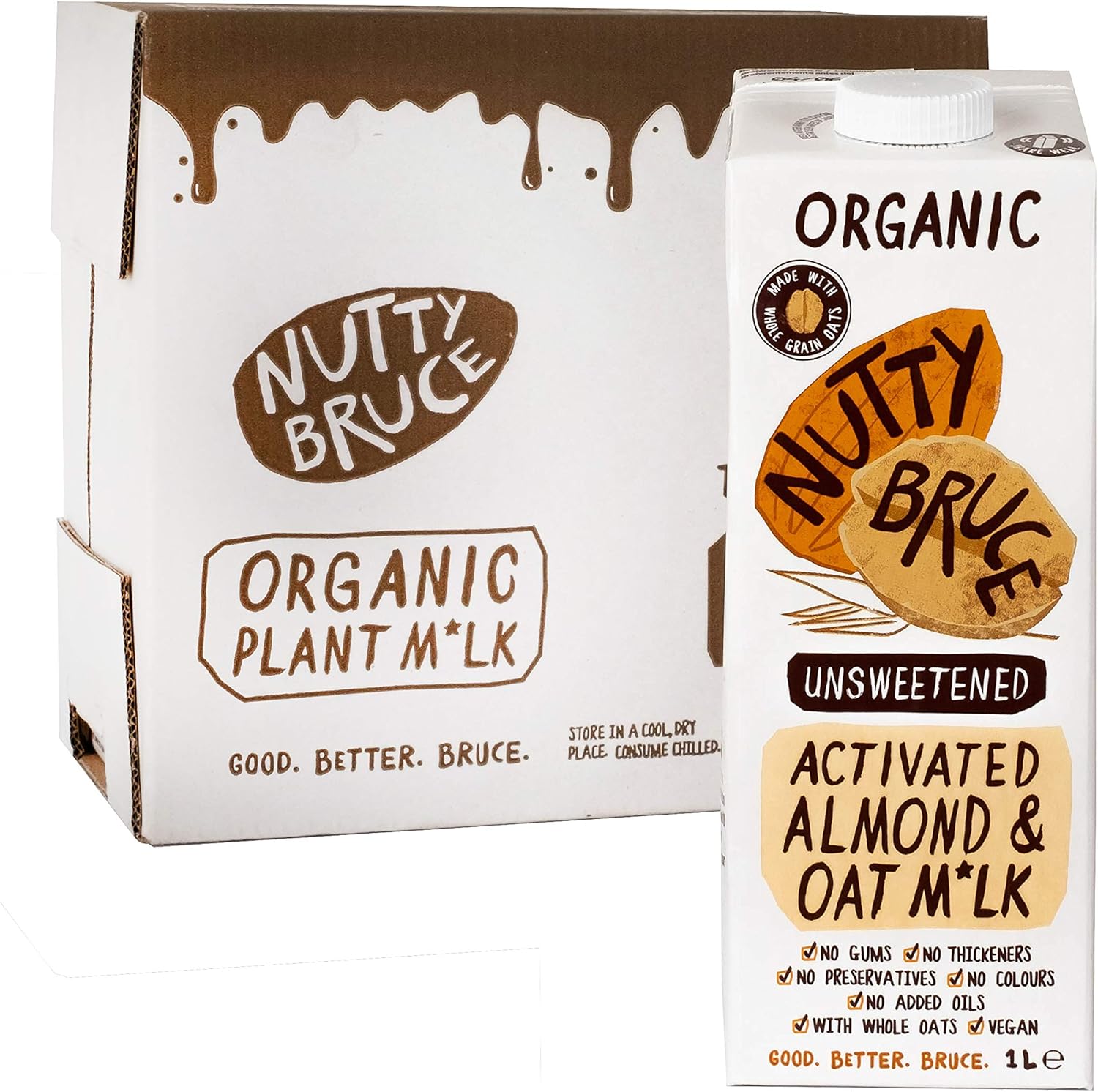 Nutty Bruce Nutty Bruce Activated Almond & Oat Milk 1L-6 Pack