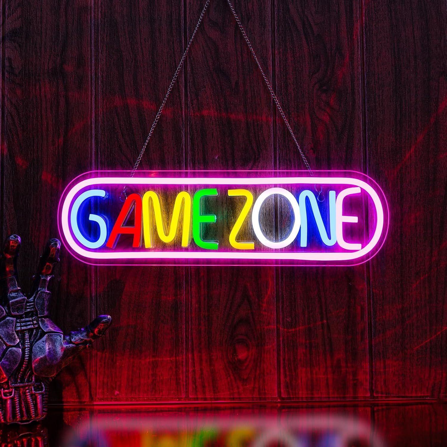 Wanxing Game Zone Neons Signs Gamer LED Neon Light Gaming Zone Neon Sign for Game Room Decor,Play Area, Man Cave,Pub,present for Teens, Friends, Boys (colorful)