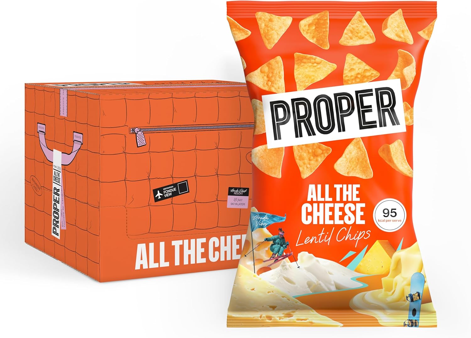 PROPER All the Cheese Lentil Chips 8 X 85g