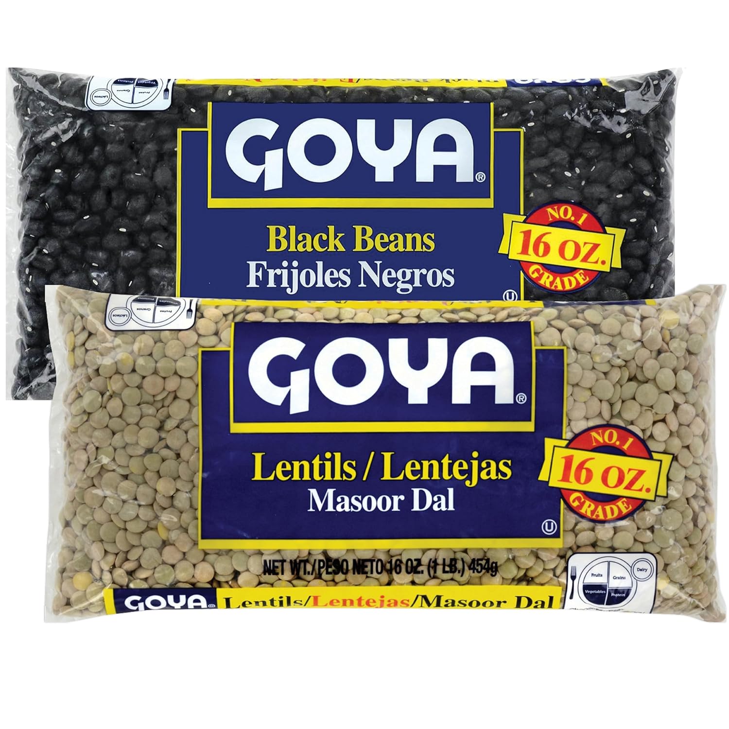Goya Dry Beans Variety Pack, 1 Bag Black Beans & 1 Bag Pinto Beans, High Fiber Plant-Based Protein, Vegan and Gluten-Free Pantry Staples, 16 oz Each